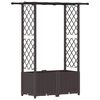 vidaXL Cama elevada con trellis y techo Marr&oacute;n 124,5 x 40 x 136 cm PP