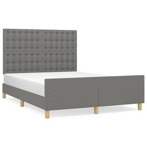 vidaXL Estructura de cama sin colch&oacute;n tela gris oscuro 140x200 cm