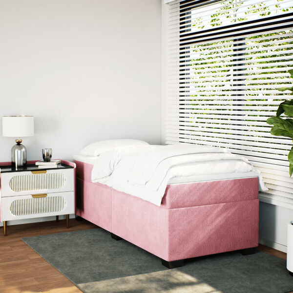 vidaXL Cama box spring con colch&oacute;n terciopelo rosa 80x200 cm