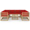 vidaXL Set de muebles de jard&iacute;n 9 piezas con cojines madera impregnada