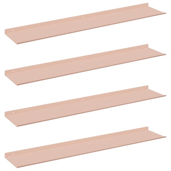 vidaXL Estante flotante 4 pcs Rosa 100 x 18 x 2,5 cm Acero