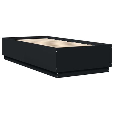 vidaXL Estructura de cama madera de ingeniería negra 100x200 cm