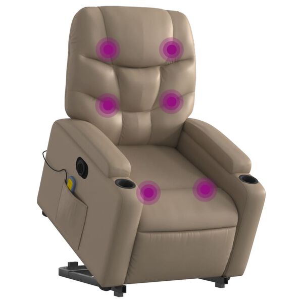 vidaXL Sill&oacute;n reclinable de masaje el&eacute;ctrico cuero sint&eacute;tico capuchino