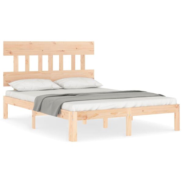 vidaXL Estructura de cama sin colch&oacute;n madera maciza de pino 140x190 cm
