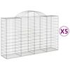 vidaXL Cestas de gaviones 5 uds forma de arco hierro 200x50x120/140 cm