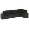 vidaXL Set de sof&aacute;s de jard&iacute;n 6 piezas y cojines rat&aacute;n sint&eacute;tico negro