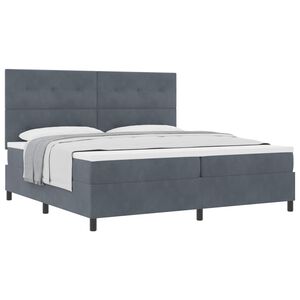 vidaXL Cama tipo Box Spring Gris oscuro 200 x 200 cm Terciopelo