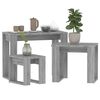 vidaXL Mesas apilables 3 pzas madera contrachapada color gris Sonoma