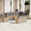 vidaXL Set sof&aacute;s de jard&iacute;n con cojines 13 pzas rat&aacute;n sint&eacute;tico beige