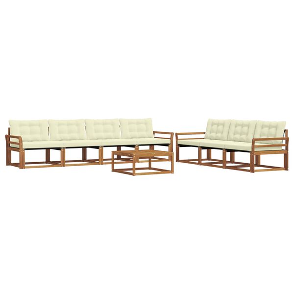 vidaXL Conjunto de sof&aacute;s de exterior con coj&iacute;n 8 pcs Natural y Crema