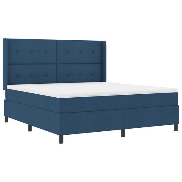 vidaXL Cama tipo Box Spring con colch&oacute;n Azul 180 x 200 cm tela