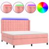 vidaXL Cama box spring colch&oacute;n y LED terciopelo rosa 160x200 cm