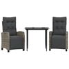 vidaXL Set comedor de jard&iacute;n 3 piezas con cojines rat&aacute;n sint&eacute;tico gris