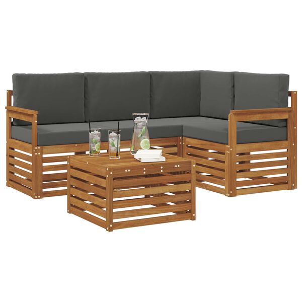 vidaXL Juegos de muebles con coj&iacute;n 5 pcs Natural y Antracita