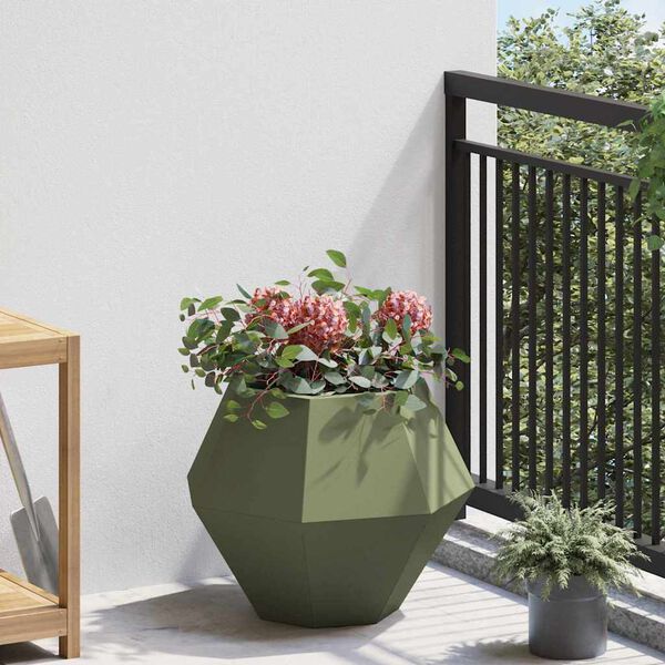 vidaXL Jardinera 2 pcs Verde Oliva 50 x 50 x 40 cm Acero