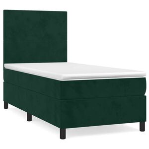 vidaXL Cama box spring con colch&oacute;n terciopelo verde oscuro 90x190 cm