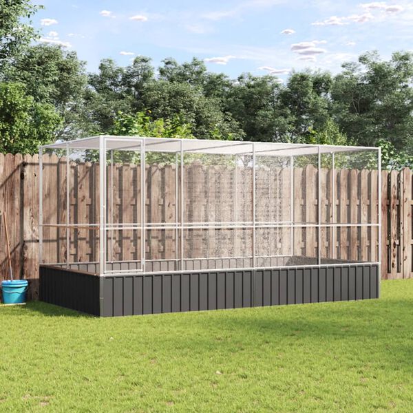 vidaXL Pajarera con extensión de acero, color plateado, 418 x 207 x 212 cm