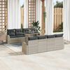 vidaXL Conjunto de sof&aacute; de jard&iacute;n 9 pcs Gris Claro Rattan de Poli&eacute;ster