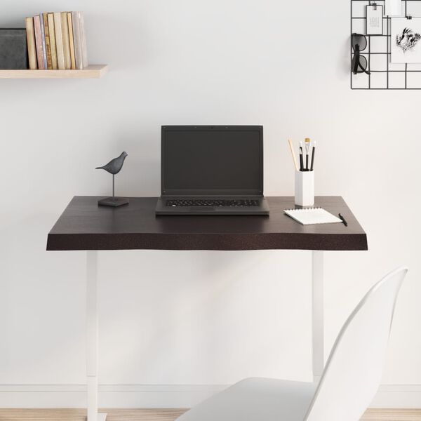 vidaXL Tablero mesa madera tratada borde vivo marr&oacute;n 80x40x(2-4) cm