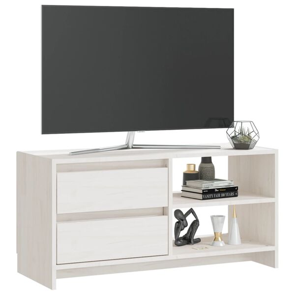 vidaXL Mueble para TV de madera maciza de pino blanco 80x31x39 cm