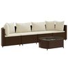 vidaXL Set comedor de jard&iacute;n 5 piezas y cojines rat&aacute;n sint&eacute;tico marr&oacute;n