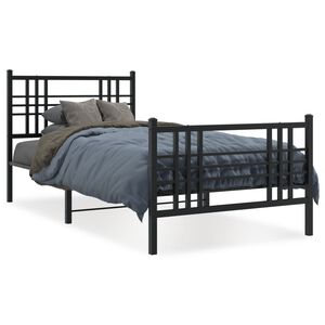 vidaXL Estructura cama sin colch&oacute;n con estribo metal negro 90x190 cm