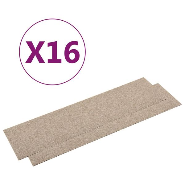 vidaXL Baldosas de suelo de moqueta 16 uds 4 m&sup2; 25x100 cm beige claro