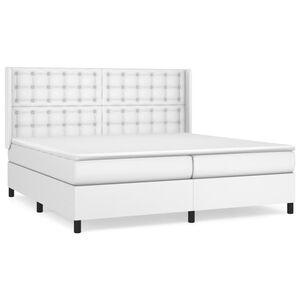 vidaXL Cama box spring con colch&oacute;n cuero sint&eacute;tico blanco 200x200 cm