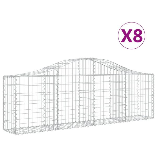 vidaXL Cestas de gaviones 8 uds forma de arco hierro 200x30x60/80 cm