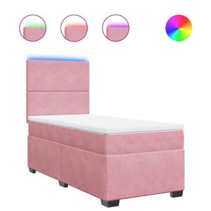 vidaXL Cama box spring con colch&oacute;n terciopelo rosa 80x200 cm