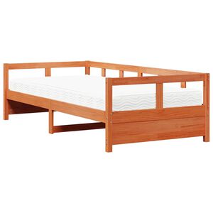 vidaXL Sof&aacute; cama con colch&oacute;n madera maciza pino marr&oacute;n cera 80x200 cm