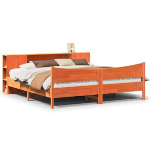 vidaXL Cama sin colch&oacute;n madera maciza de pino marr&oacute;n cera 180x200 cm