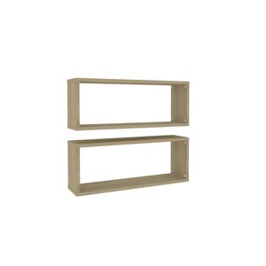 vidaXL Estante cubo pared 2 uds contrachapado roble Sonoma 60x15x23 cm