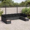 vidaXL Conjunto de sof&aacute;s de jard&iacute;n 10 pcs Negro Rat&aacute;n sint&eacute;tico