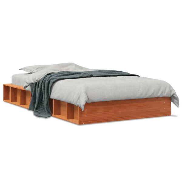 vidaXL Estructura de cama sin colch&oacute;n madera de pino marr&oacute;n 90x200 cm