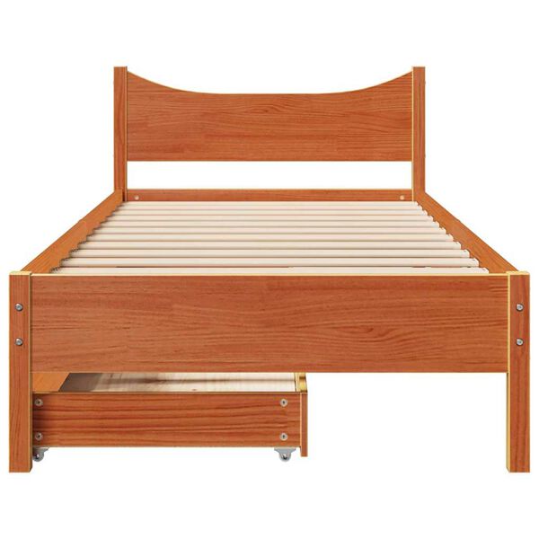 vidaXL Estructura cama con cajones madera maciza pino marrón 90x200 cm