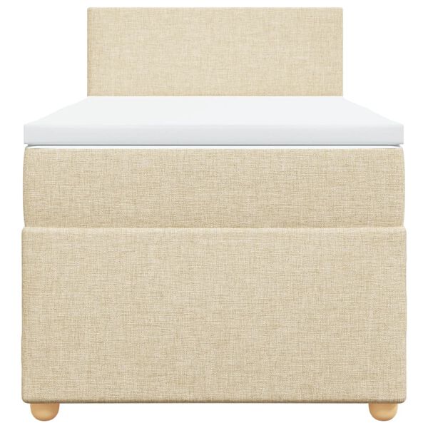 vidaXL Cama box spring con colch&oacute;n tela color crema 90x200 cm