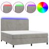 vidaXL Cama box spring colch&oacute;n y LED terciopelo gris claro 160x200 cm