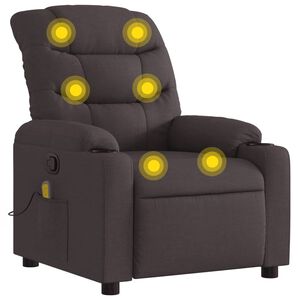 vidaXL Sill&oacute;n de masaje reclinable de tela marr&oacute;n oscuro