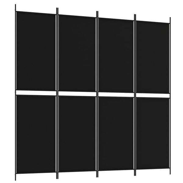 vidaXL Biombo divisor de 4 paneles de tela negro 200x200 cm