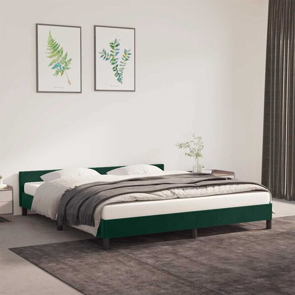vidaXL Estructura cama sin colch&oacute;n terciopelo verde oscuro 160x200 cm