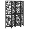 vidaXL Biombo separador de 4 paneles madera maciza Paulownia negro