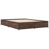 vidaXL Estructura cama madera ingenier&iacute;a metal marr&oacute;n roble 135x190 cm