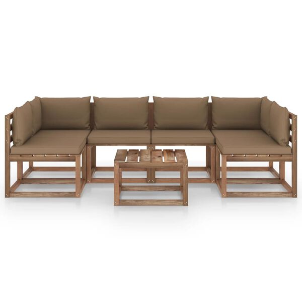 vidaXL Muebles de jard&iacute;n de palets 7 pzs con cojines madera impregnada