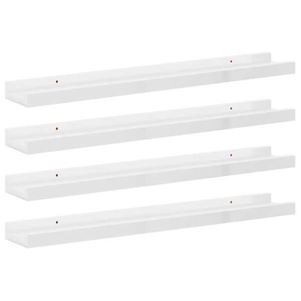 vidaXL Estantes de pared 4 unidades blanco brillo 60x9x3 cm