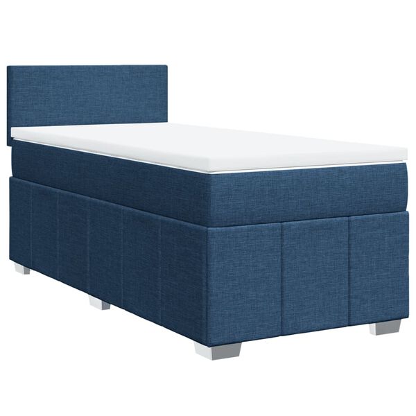 vidaXL Cama box spring con colch&oacute;n tela azul 90x190 cm