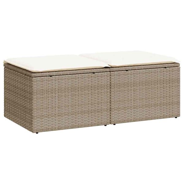 vidaXL Set sofás jardín y cojines 2 pzas ratán sintético acacia beige