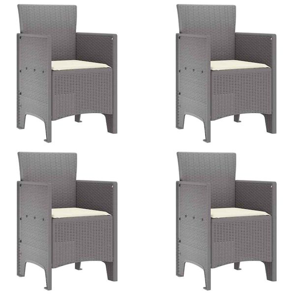 vidaXL Silla de Jard&iacute;n 4 pcs Gris Claro 53 x 49 x 85 cm Polipropileno