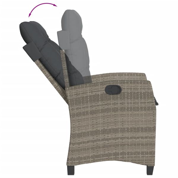 vidaXL Set comedor de jard&iacute;n 5 piezas con cojines rat&aacute;n sint&eacute;tico gris
