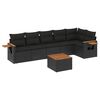 vidaXL Set de comedor de jard&iacute;n 7 pzas y cojines rat&aacute;n sint&eacute;tico negro